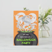 Ghosts & Hexen Cauldron Halloween Einladung (Stehend Vorderseite)