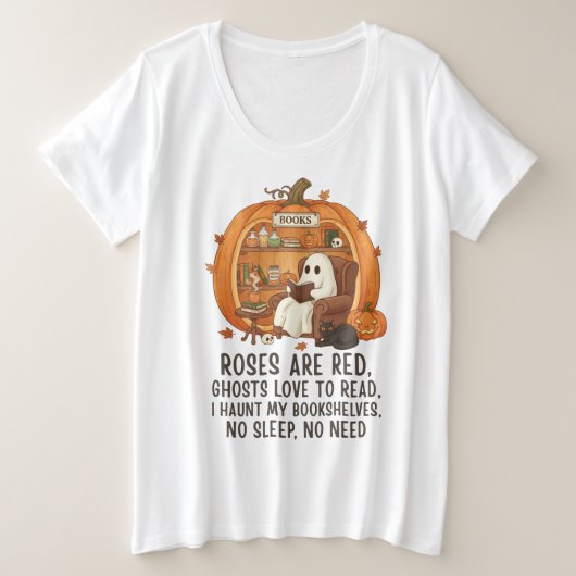 Ghosts Love To Read - Funny Halloween Book Lover Große Größe T-Shirt (Design vorne)
