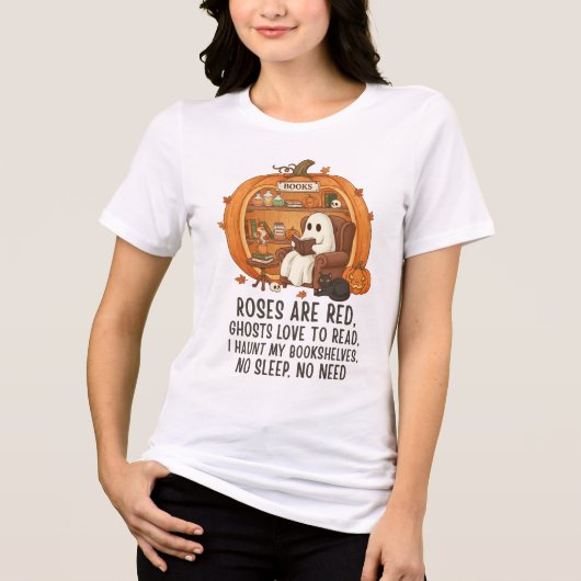 Ghosts Love To Read - Funny Halloween Book Lover Tri-Blend Shirt (Vorderseite)