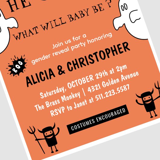 Ghosts Orange Oktober Halloween Genderenthüllung Einladung