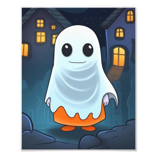 Ghosts Pumpkins Niedliche Halloween-Geister Fotodruck (Vorne)