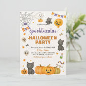 Ghosts, Pumpkins und Kostümbashcard Einladung (Stehend Vorderseite)