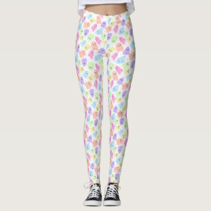 Ghosts Rainbow pastel Watercolor Halloween Muster Leggings
