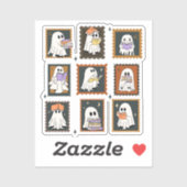 Ghosts Reading Books Halloween Vintage Sticker (Blatt)