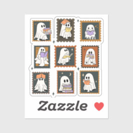 Ghosts Reading Books Halloween Vintage Sticker