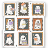 Ghosts Reading Books Halloween Vintage Sticker (Vorderseite)
