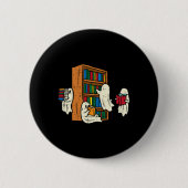 Ghosts Reading Books Teacher Halloween Librarian B Button (Vorderseite)