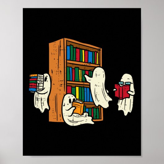 Ghosts Reading Books Teacher Halloween Librarian B Poster (Vorne)