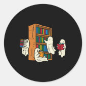 Ghosts Reading Books Teacher Halloween Librarian B Runder Aufkleber (Vorderseite)