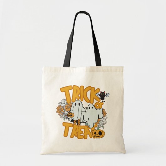 Ghosts Skulls Jack-O'Lanterns Trick oder Trete Tragetasche (Vorne)