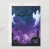 Ghosts Spidernetze Pumpkins Lila blaues Halloween Einladung (Rückseite)