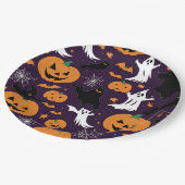 Ghosts Spiders Cobwebs Bats Halloween-Party Pappteller (Schrägansicht)