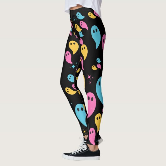 Ghosts Stars Black Bold Pastell farbenfrohe Hallow Leggings (Links)