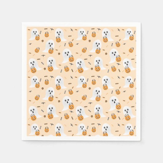 Ghosts Trick oder behandeln Pumpkin Candy Ecket Serviette (Vorderseite)