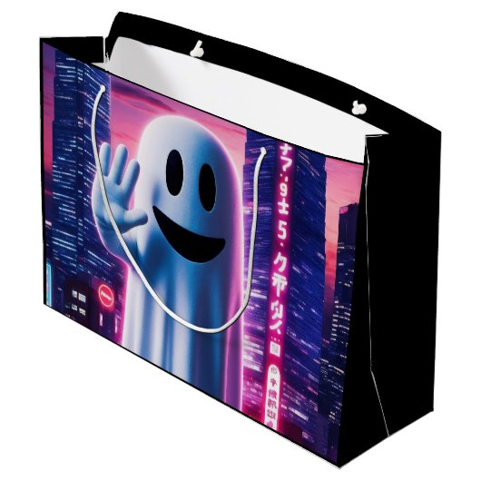 Ghosty Wave & Urban Lights Große Geschenktüte (Rückseite Schrägansicht)