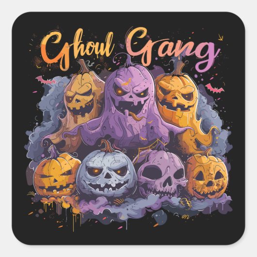 Ghoul Gang | ExDesigner | Halloween Quadratischer Aufkleber (Vorderseite)