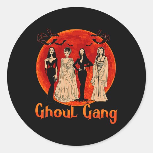 Ghoul Gang Horror Goth Queens Halloween Bride Fun Runder Aufkleber (Vorderseite)