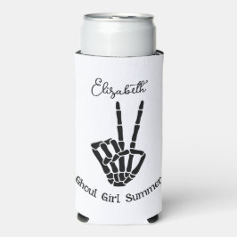 Ghoul Girl Summer Skeleton Peace Sign Personalisie Selters Dosenkühler