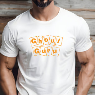 Ghoul Guru orange Halloween-Typografie T-Shirt