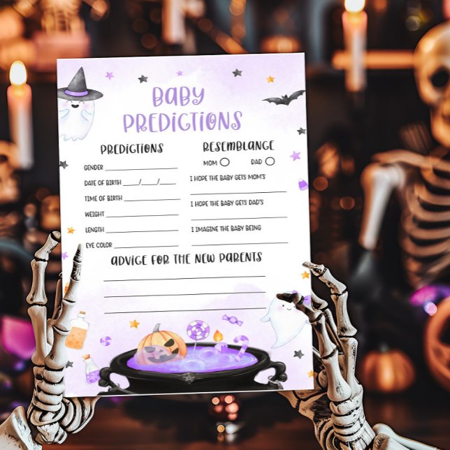 Ghoul Halloween Baby Shower Baby Predictions Game (Purple Oh Sheet Baby Shower Baby Predictions Game)
