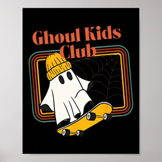 Ghoul Kids Club Skater Halloween Cool Ghost Skateb Poster (Vorne)