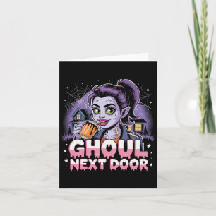 Ghoul Next Door Zombie Girl Retro Halloween T-Shir Karte