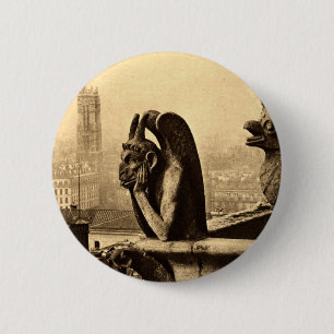 Ghoul Notre Dame, Paris Frankreich 1912 Vintag Button
