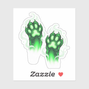 Ghoul Paws - Glühendes Grünes Katzenpaws Halloween Aufkleber