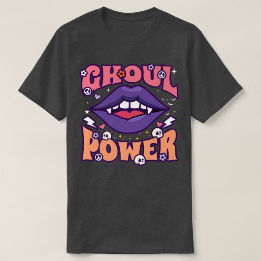 Ghoul Power Funny Halloween Vibes Retro Groovy Vam T-Shirt (Design vorne)