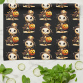 Ghoul Top Hat Jack-o' Lantern Black Halloween Geschirrtuch (Gefaltet)