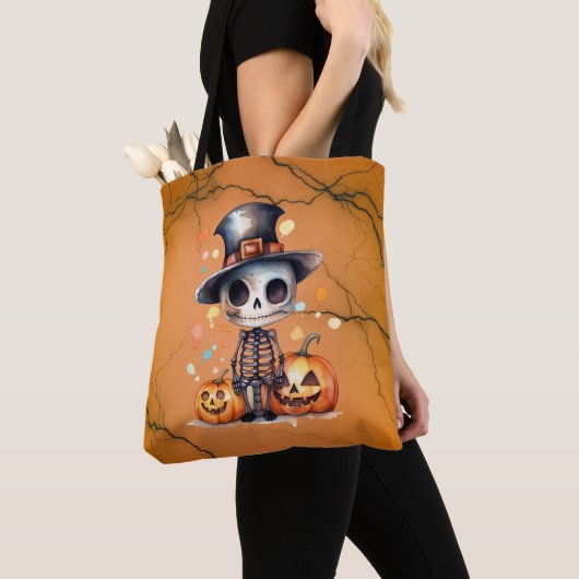Ghoul und Jack-O' Lanterns Orange Black Halloween Tasche (Von Nahem)