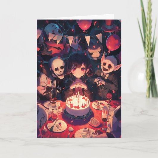 Ghoulische Ansammlung: Ein Horror-thematischer Geb Karte (Vorderseite)