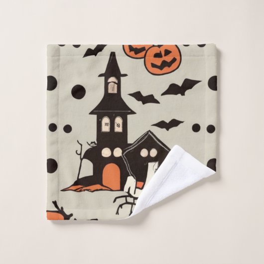 Ghoulische Ansammlungen: Halloween-Handtuch-Set Badhandtuch Set (Waschlappen)