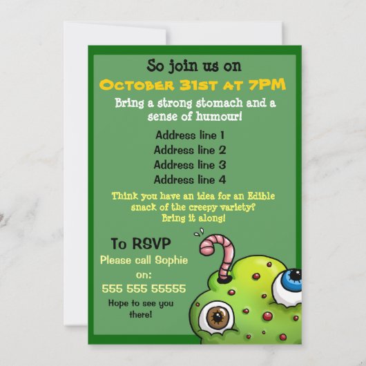 Ghoulisches Halloween-Party Einladung (Rückseite)