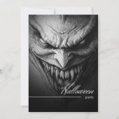 Ghoulish Gargoyle Black & White Halloween-Party Einladung (Vorderseite)