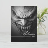 Ghoulish Gargoyle Black & White Halloween-Party Einladung (Stehend Vorderseite)