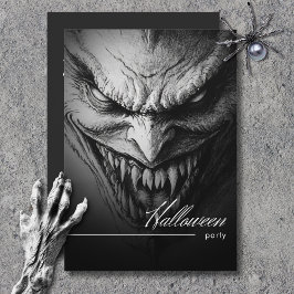 Ghoulish Gargoyle Black & White Halloween-Party Einladung