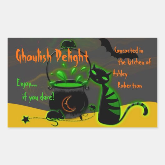 Ghoulish Green Halloween Baking Labels Stickers (Vorderseite)