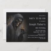 Ghoulish Grim Reaper with Cupcake Birthday Party Einladung (Vorderseite)