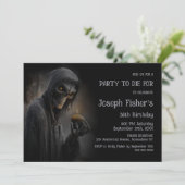 Ghoulish Grim Reaper with Cupcake Birthday Party Einladung (Stehend Vorderseite)