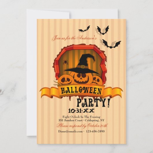 Ghoulish Pumpkins Halloween-Party Einladung (Vorderseite)