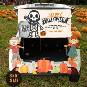 Ghoulish Skeleton Happy Halloween QR Business Banner