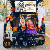 Ghoulish Skeleton Happy Halloween QR Business Banner