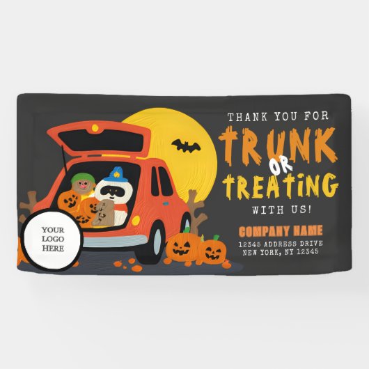 Ghoulish Trunk oder Leckerei Halloween QR Business Banner (Horizontal)