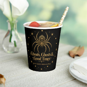 Ghouls Ghosts & Good Times Black Gold Halloween Pappbecher