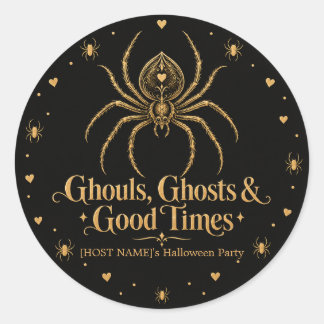 Ghouls Ghosts & Good Times Black Gold Halloween Runder Aufkleber