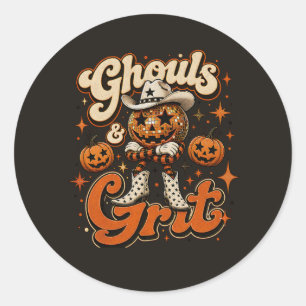 Ghouls & Grit Western Halloween-Design Runder Aufkleber