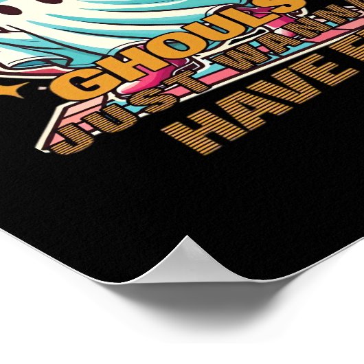 Ghouls haben nur Spaß beim Disco-Design für Hallow Poster (Ecke)