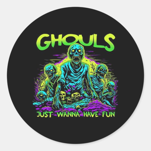 Ghouls Just Wanna Fun - Halloween Sloth Design Runder Aufkleber (Vorderseite)