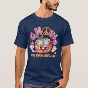Ghouls Just Wanna haben Spaß Groovy Peace Pumpkin T-Shirt